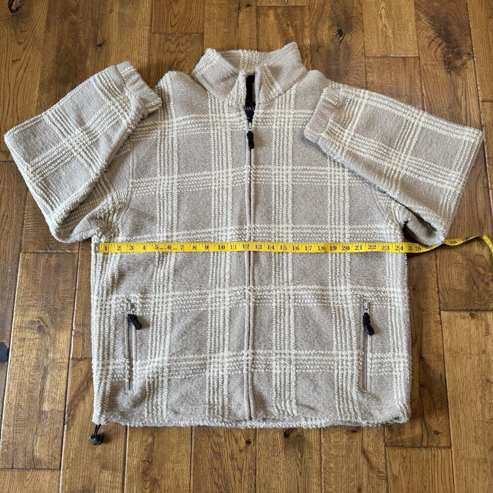 London Fog Beige White Plaid Full Zip Jacket Women's Sz XL Zip Pockets Bungee - Picture 4 of 5